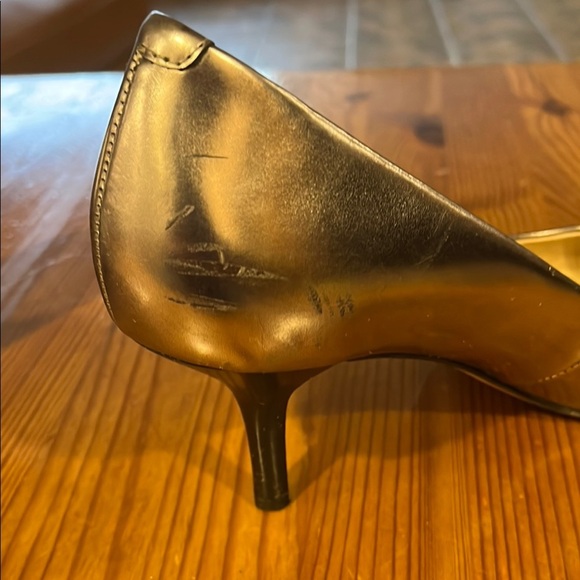 Coach Silver and Black Kitten Heels with Bow - Picture 13 of 16